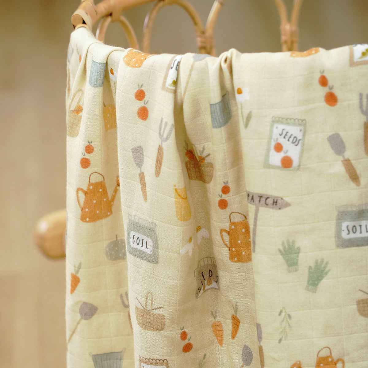 Newborn Bamboo Cotton Gauze Baby Blanket – Soft Muslin Wrap (120×110cm)