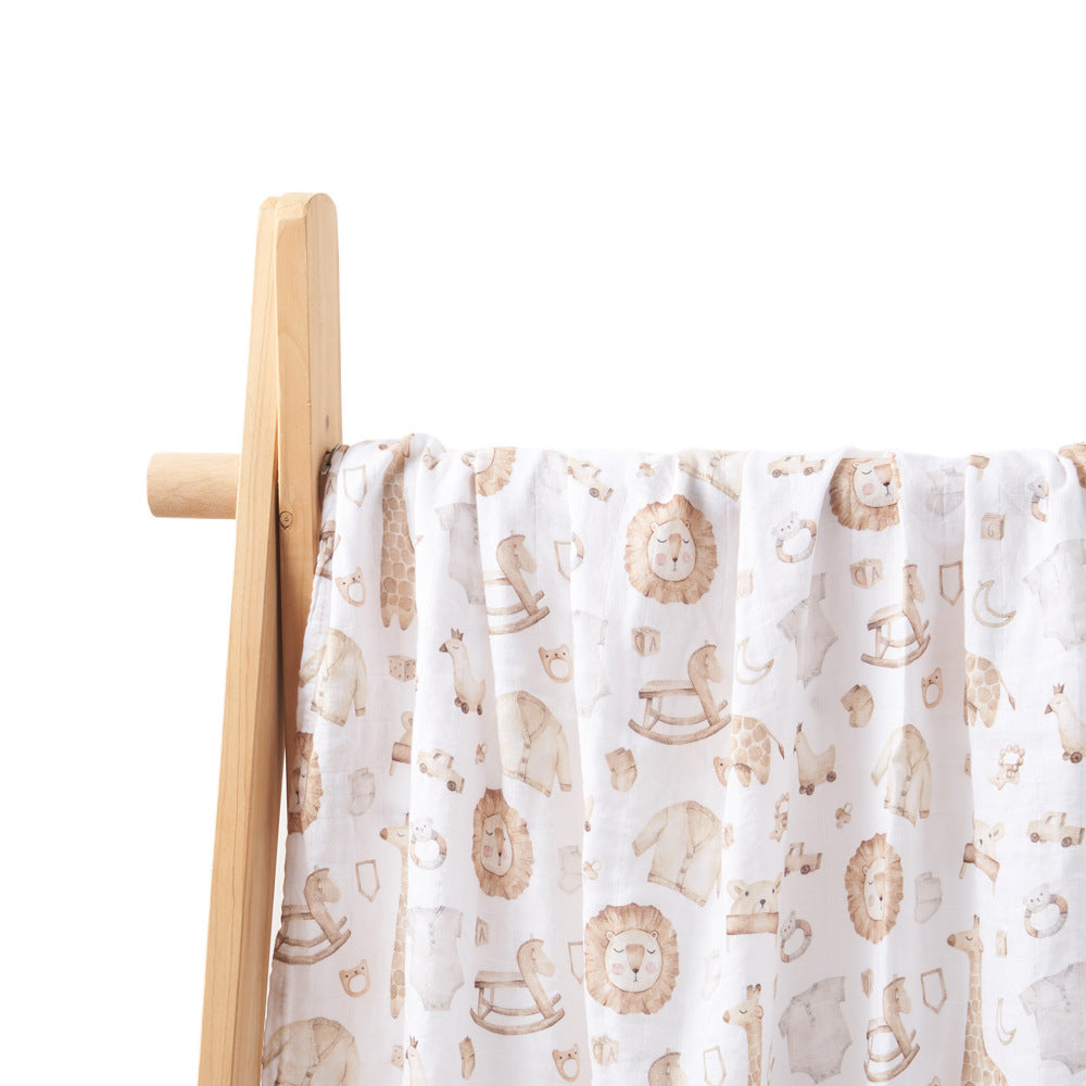 Newborn Bamboo Cotton Baby Blanket – Soft Muslin Wrap (120×110cm)