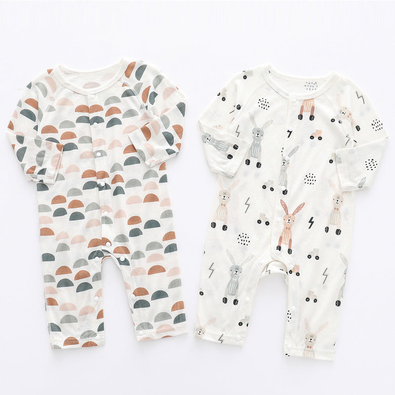 Baby Soft Cotton Romper - Cosy Printed Long Sleeve Jumpsuit for Comfort and Style