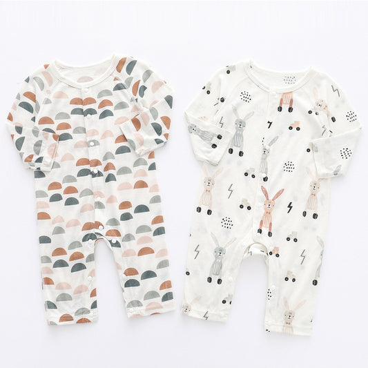 Baby Soft Cotton Romper - Cosy Printed Long Sleeve Jumpsuit for Comfort and Style