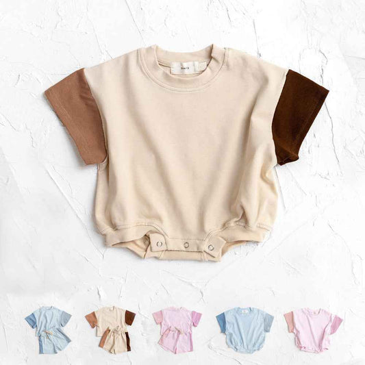 Colour Block Baby Romper – Short Sleeve One-Piece