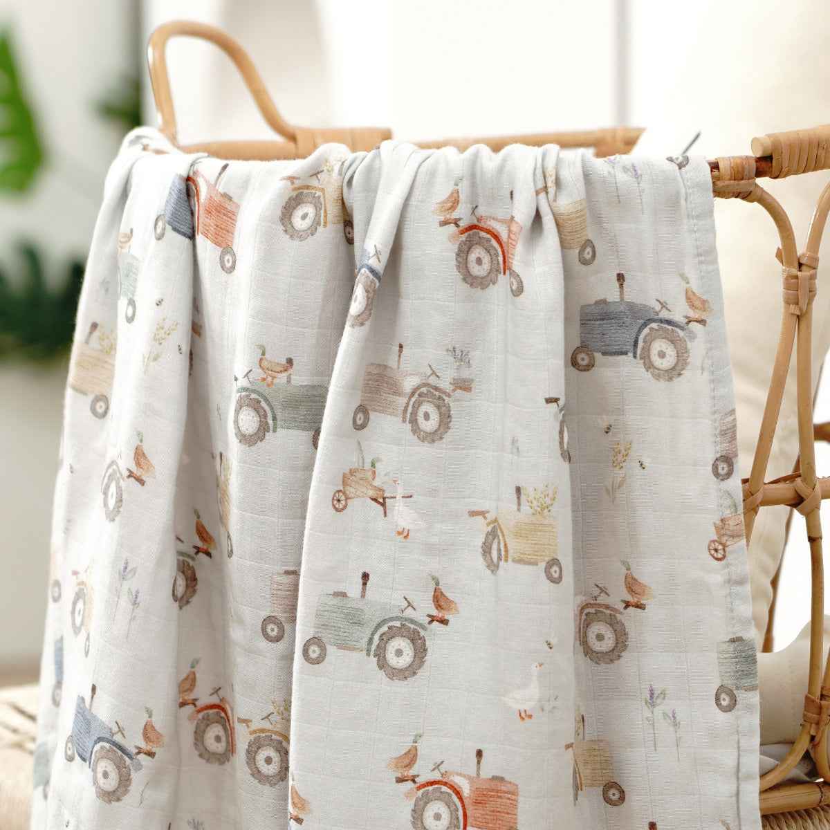 Newborn Bamboo Cotton Gauze Baby Blanket – Soft Muslin Wrap (120×110cm)