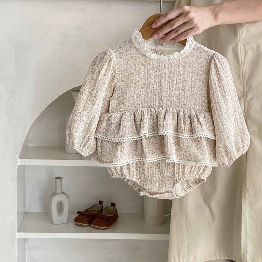 Autumn Baby Girl Double Lace Layer Long Sleeve Princess Romper