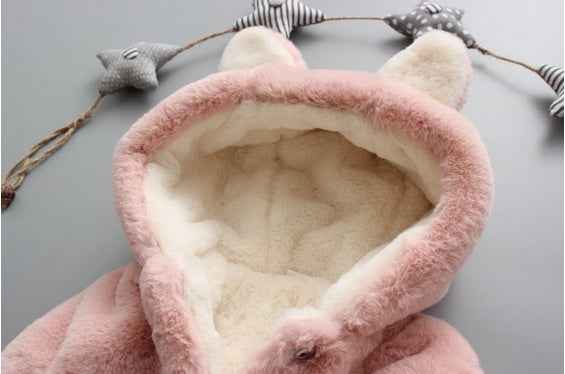 Snuggly Baby Plush Coat with Ears & Tail – Warm Winter Jacket