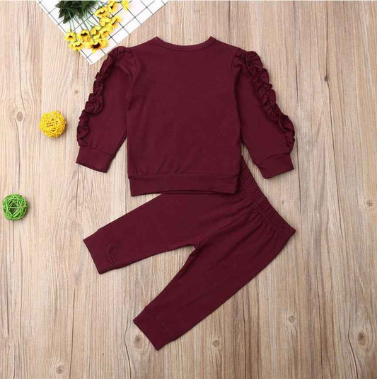 Ruffle Sleeve Baby Loungewear – 2-Piece Fall Outfit