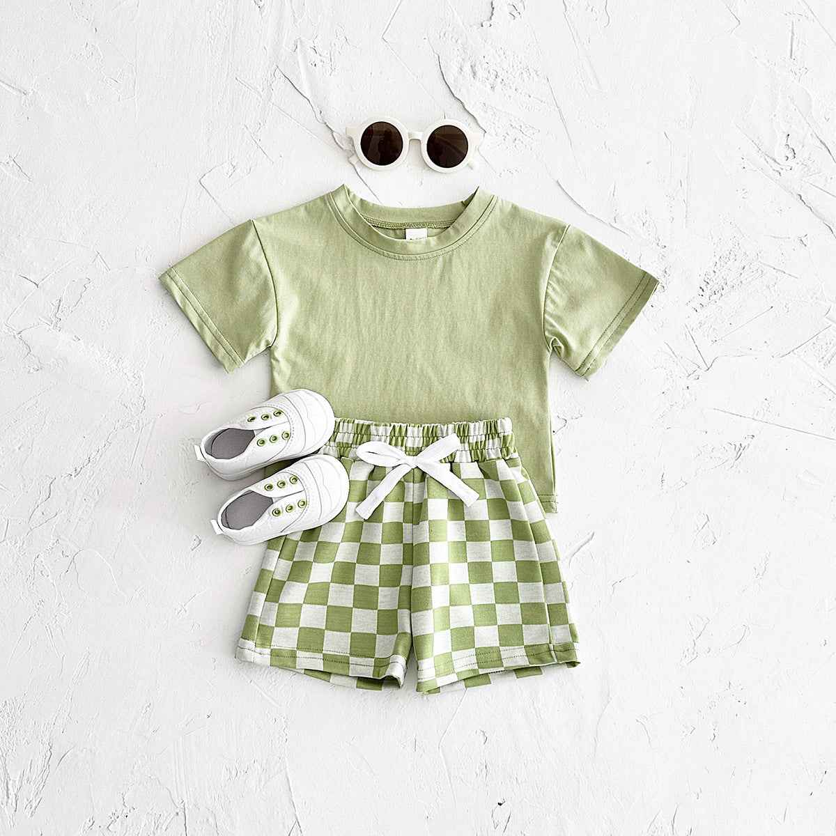 Checkerboard Baby Tee & Shorts Set – Color Pop Two-Piece
