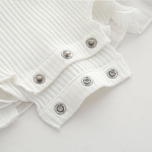 Baby Girl Romper Set – Adorable Frilly Cotton Dress Look with Bonnet