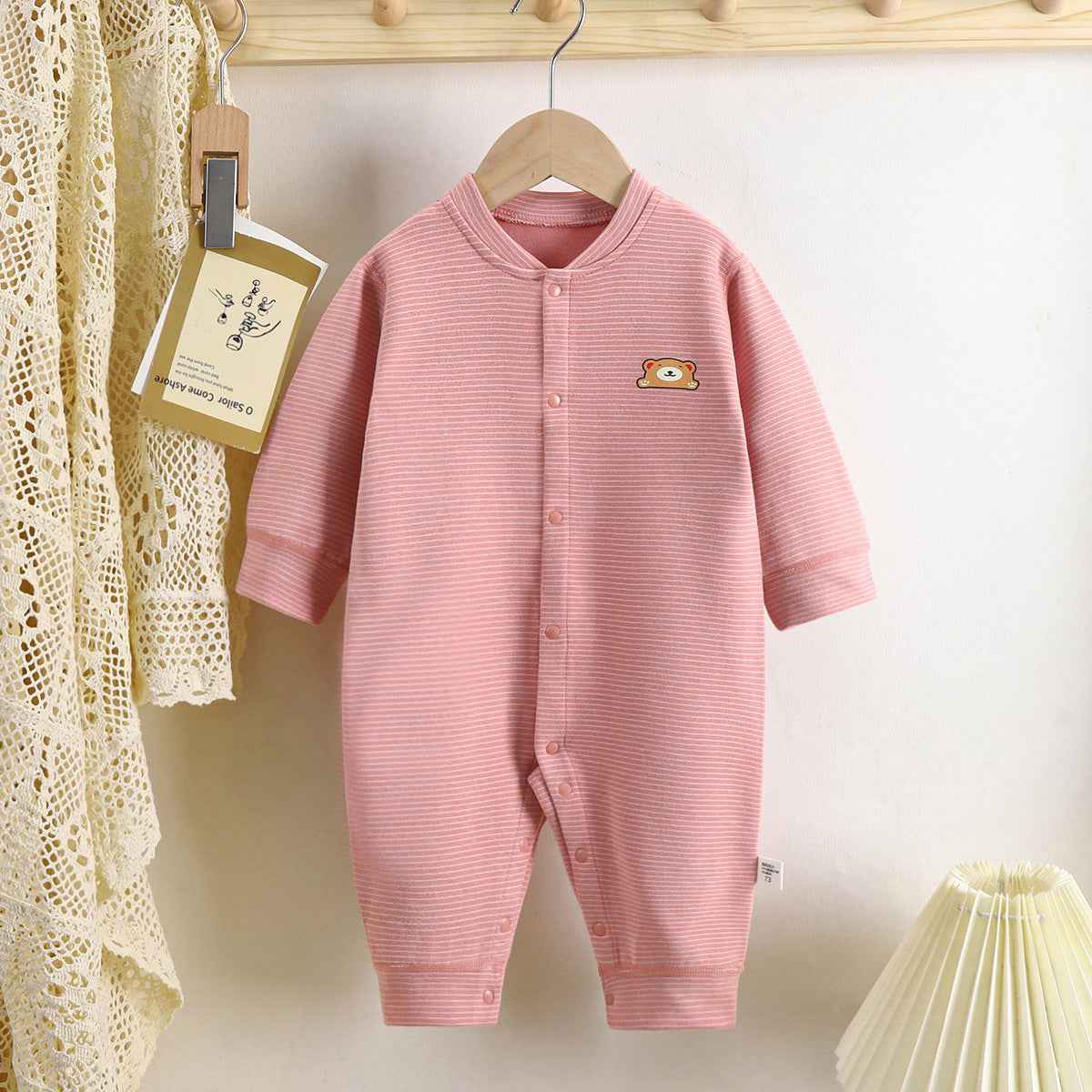 Baby Striped Cotton Jumpsuit – Soft Romper for Everyday Comfort