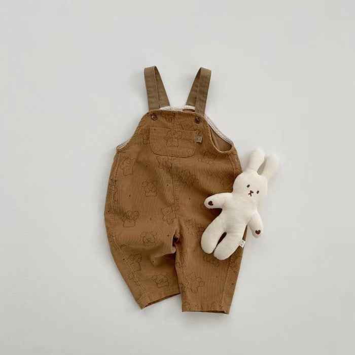 Corduroy Bear Suspender Romper – Adjustable One-Piece