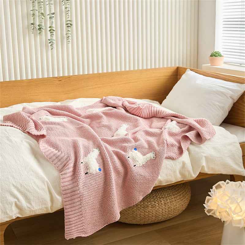 Embroidered Animal Knit Baby Blanket – Soft 3D Detail (75×100cm)