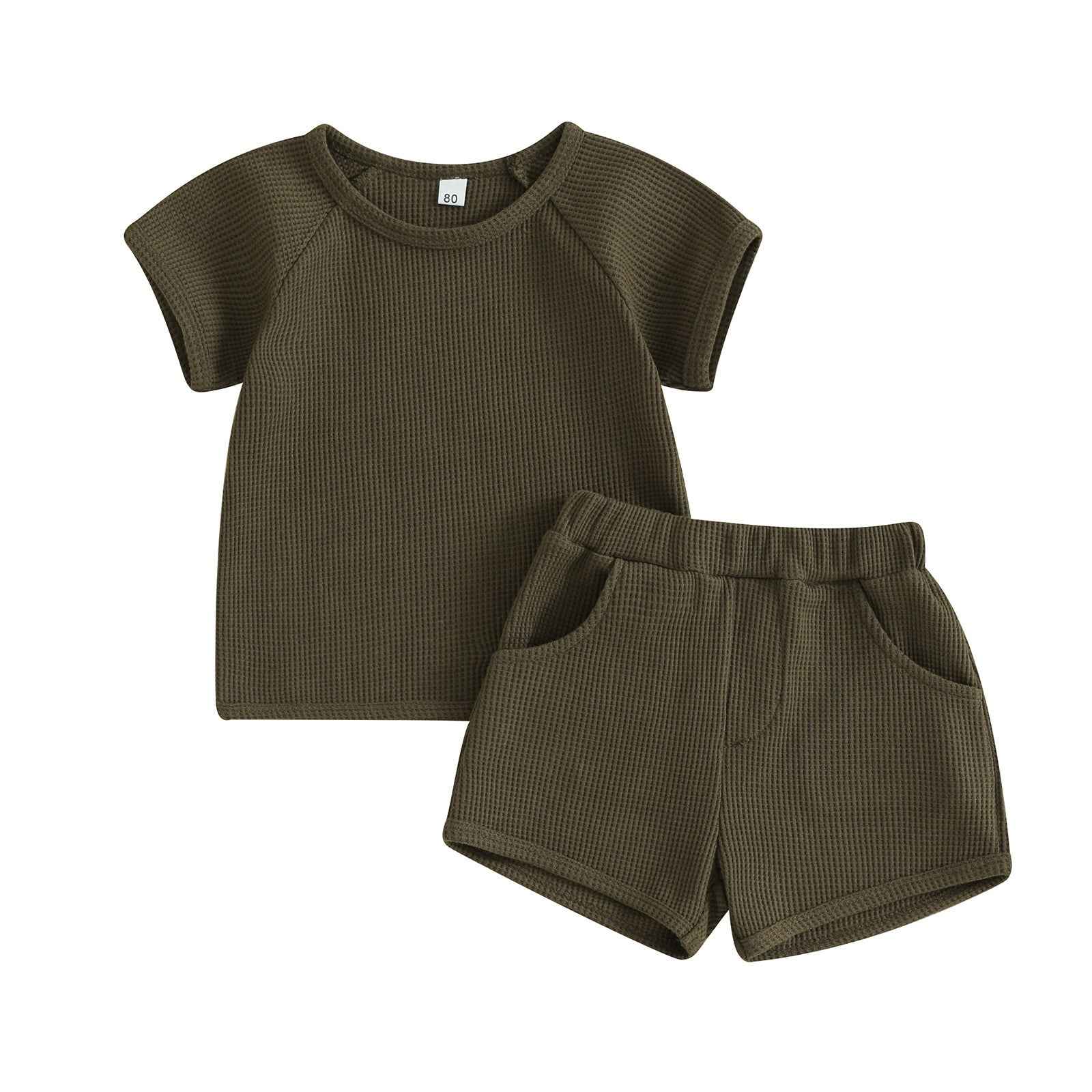Waffle Knit Baby Outfit Set – 2-Piece Short Sleeve Top & Shorts