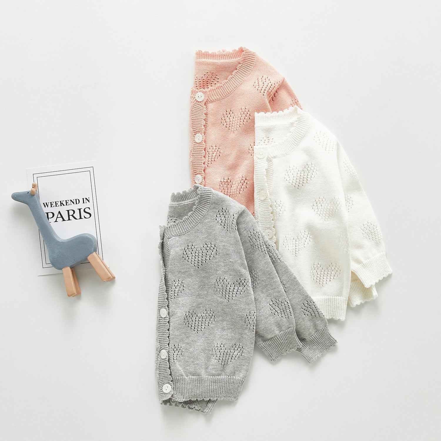 Soft Baby Knit Cardigan – Lightweight Heart Pattern Sweater