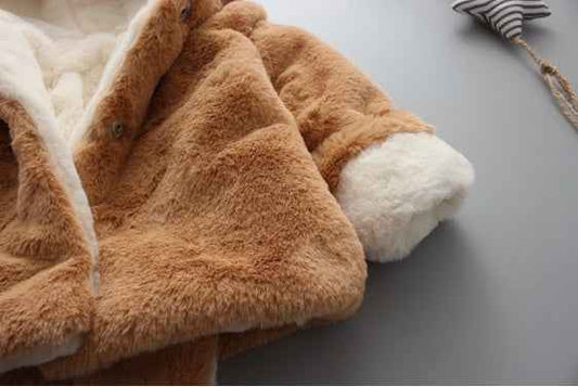 Snuggly Baby Plush Coat with Ears & Tail – Warm Winter Jacket