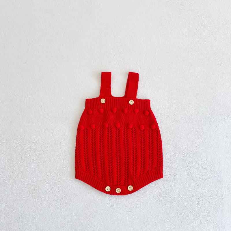 Handmade Cotton Knit Baby Set – Romper, Cardigan & Hat