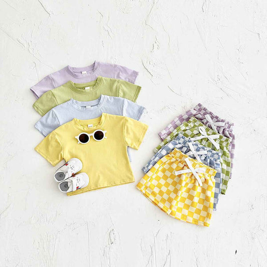 Checkerboard Baby Tee & Shorts Set – Color Pop Two-Piece