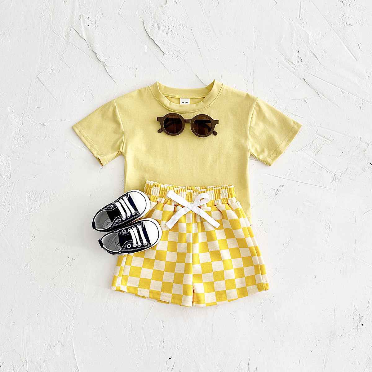 Checkerboard Baby Tee & Shorts Set – Color Pop Two-Piece