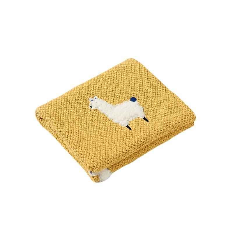 Embroidered Animal Knit Baby Blanket – Soft 3D Detail (75×100cm)