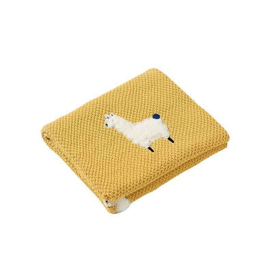 Embroidered Animal Knit Baby Blanket – Soft 3D Detail (75×100cm)