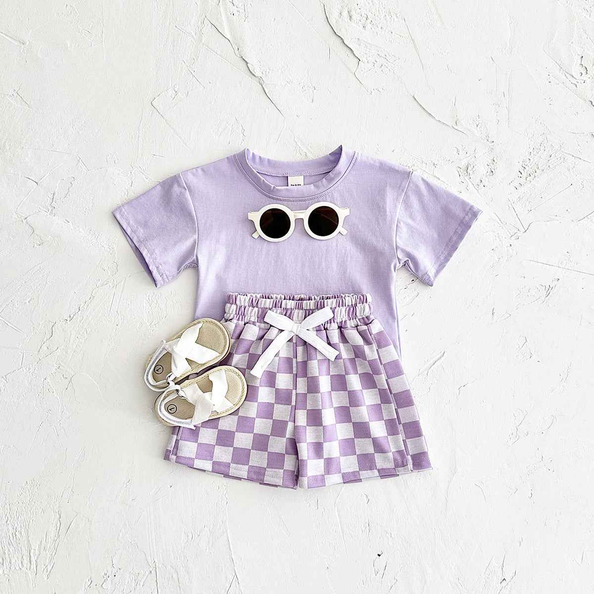 Checkerboard Baby Tee & Shorts Set – Color Pop Two-Piece