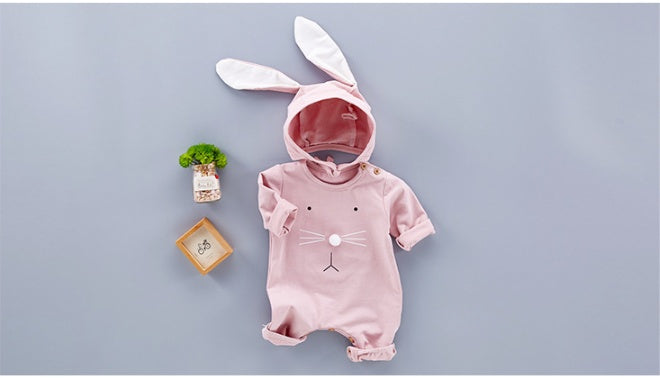 Baby Bunny Romper Set with Hat – Adorable Short Sleeve Jumpsuit & Bunny Ear Hat