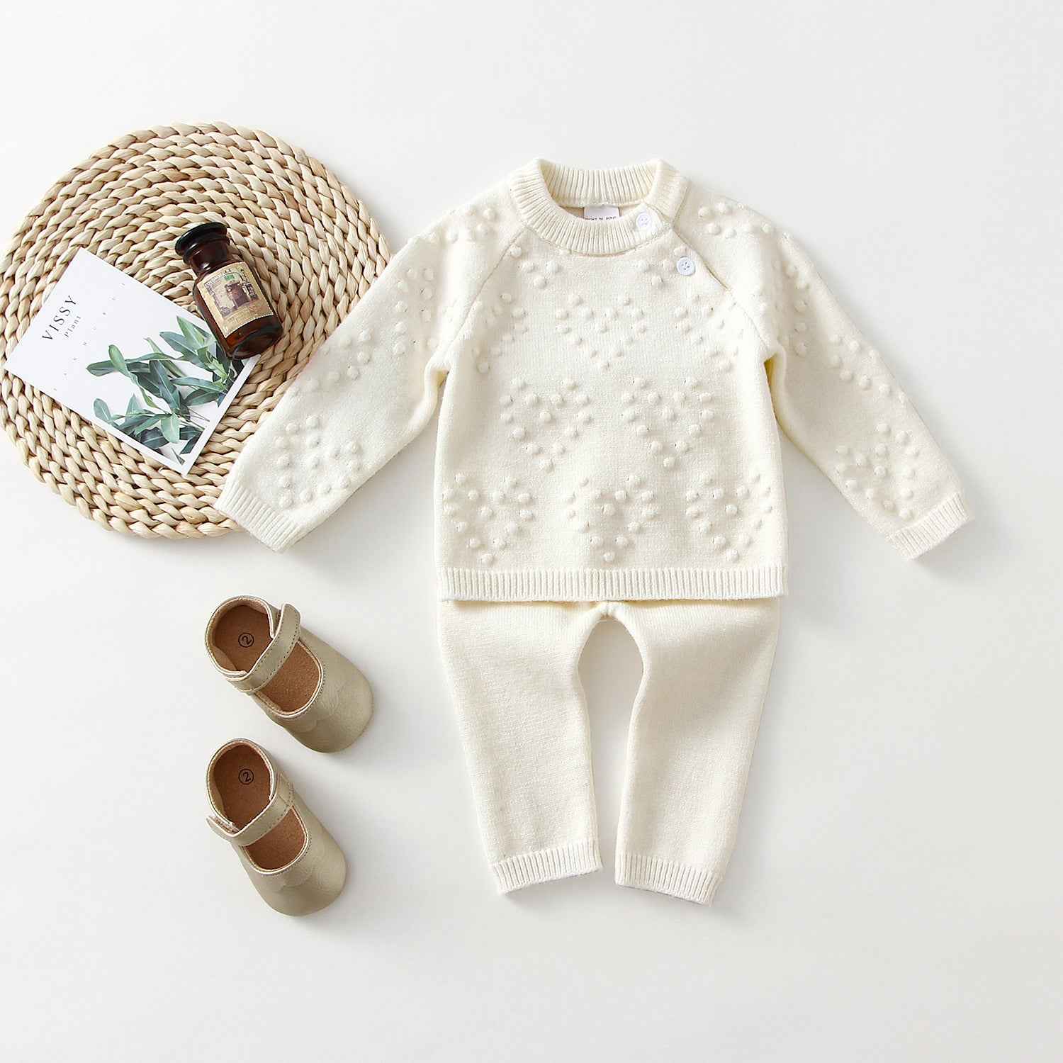 Bobble Knit Baby Set – Sweater & Leggings Two-Piece