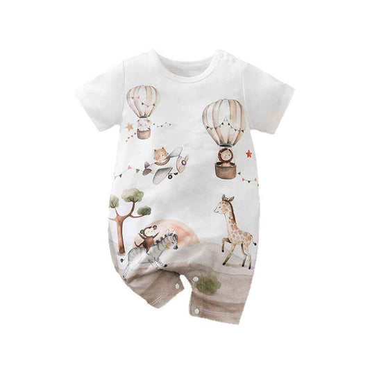 Summer Baby Animal Print Romper – Short Sleeve Newborn Jumpsuit