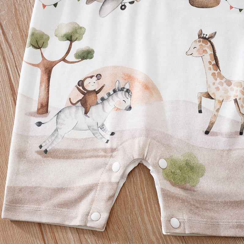 Summer Baby Animal Print Romper – Short Sleeve Newborn Jumpsuit