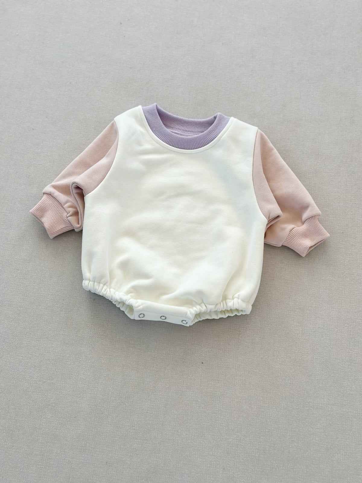 Baby Cozy Colourblock Romper – Long Sleeve Soft Outwear