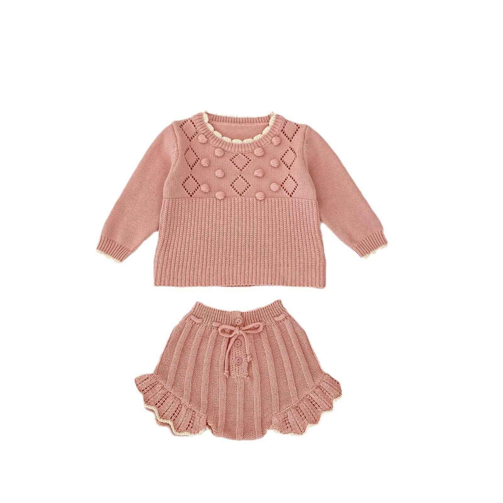 Handmade Knit Baby Set – Scalloped Sweater & Shorts