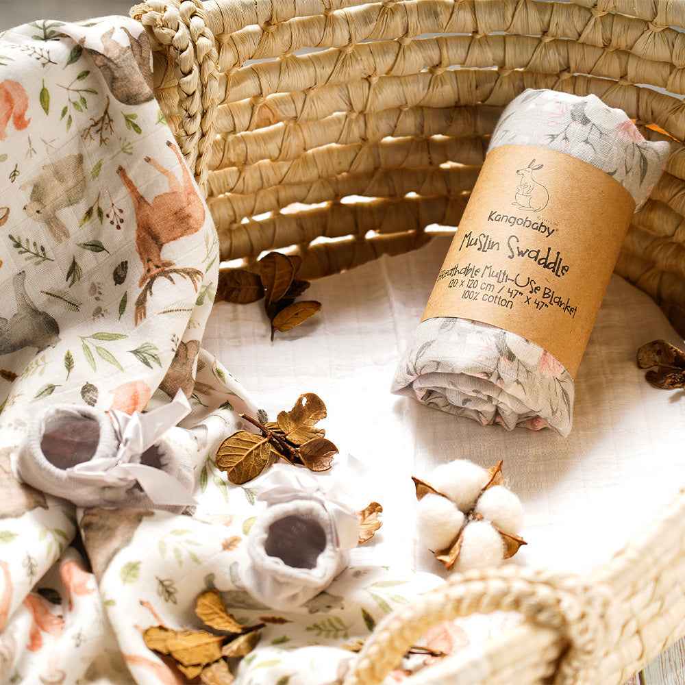 Newborn Bamboo Cotton Gauze Baby Blanket – Soft Muslin Wrap (120×110cm)