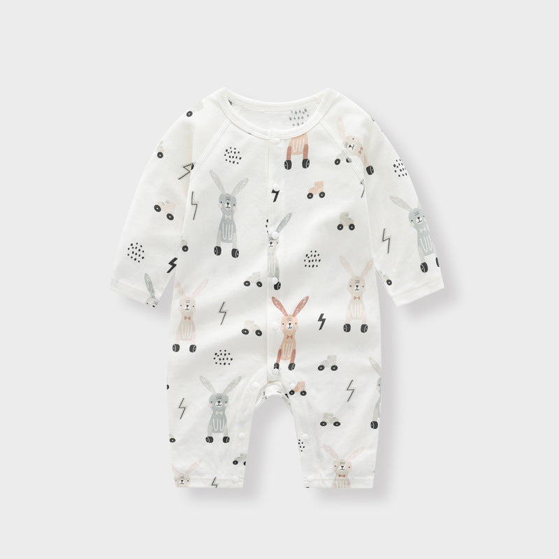 Baby Soft Cotton Romper - Cosy Printed Long Sleeve Jumpsuit for Comfort and Style
