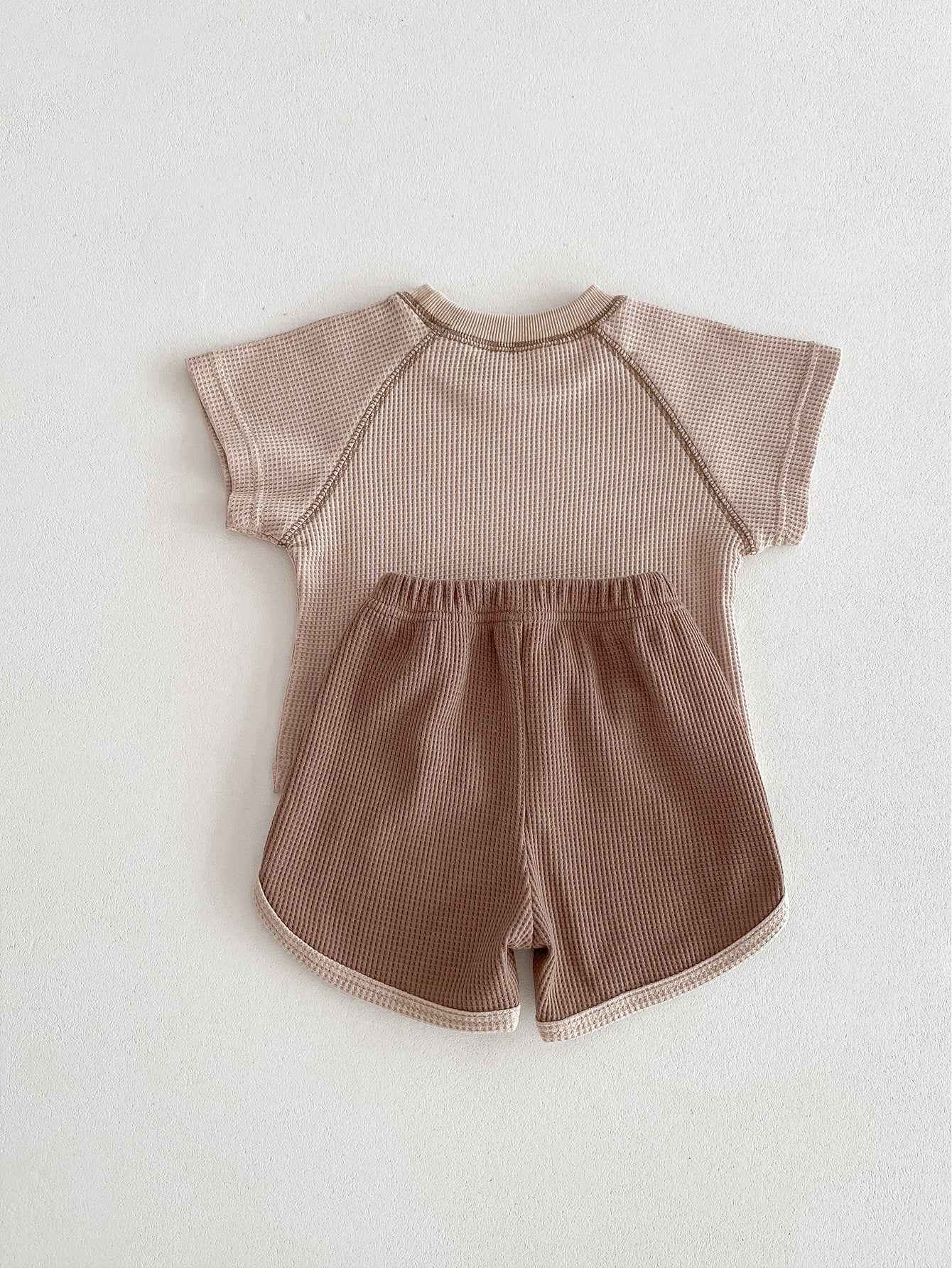 Baby Summer Waffle Knit Set – Short Sleeve Tee & Matching Shorts