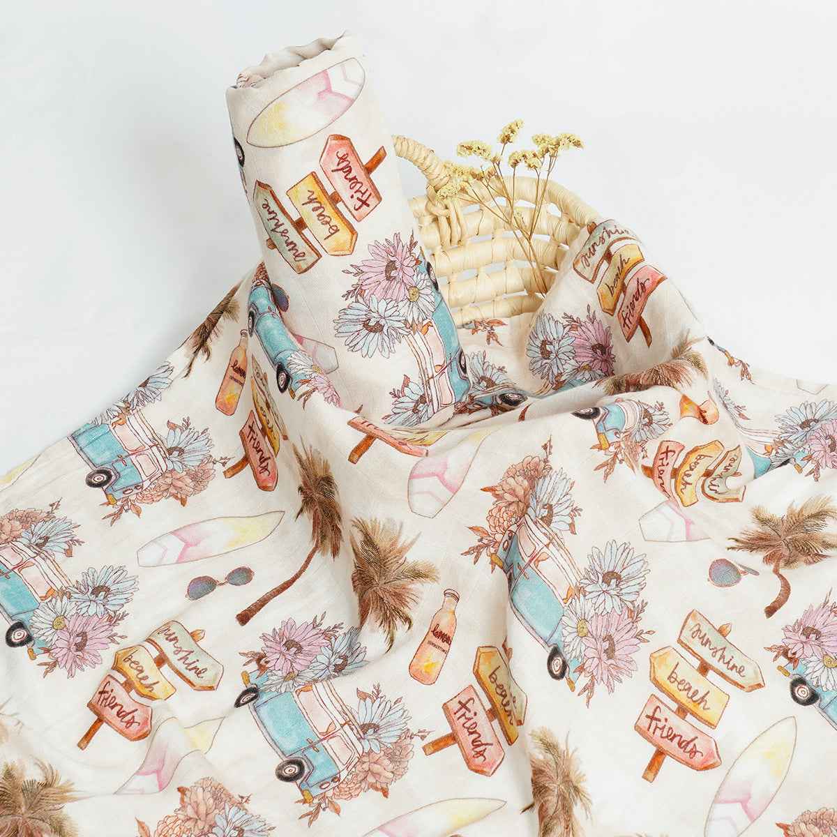 Newborn Bamboo Cotton Gauze Baby Blanket – Soft Muslin Wrap (120×110cm)