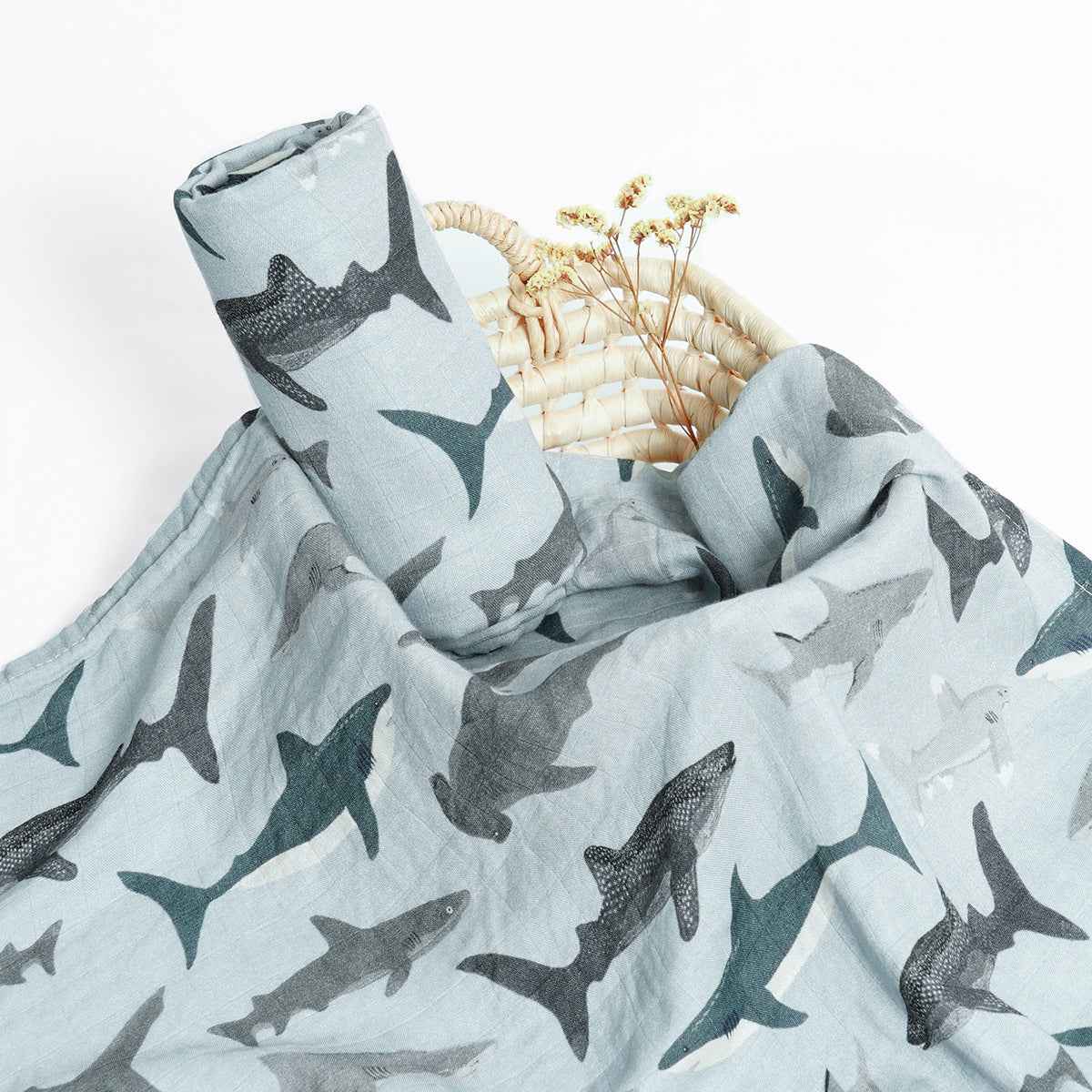 Newborn Bamboo Cotton Gauze Baby Blanket – Soft Muslin Wrap (120×110cm)