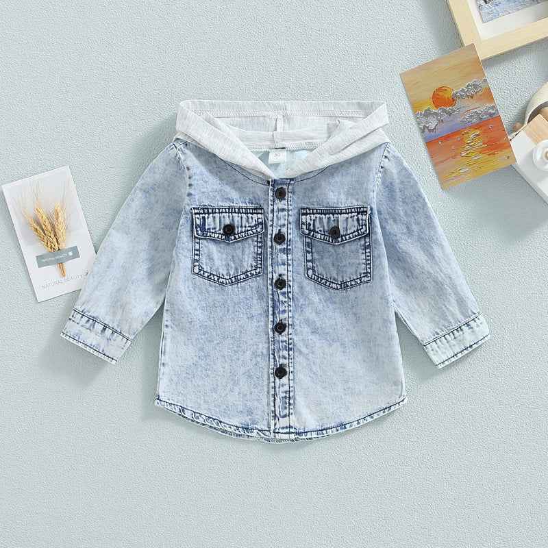 Trendy Kids Denim & Hoodie Jacket – Boys & Girls Casual Layered Look