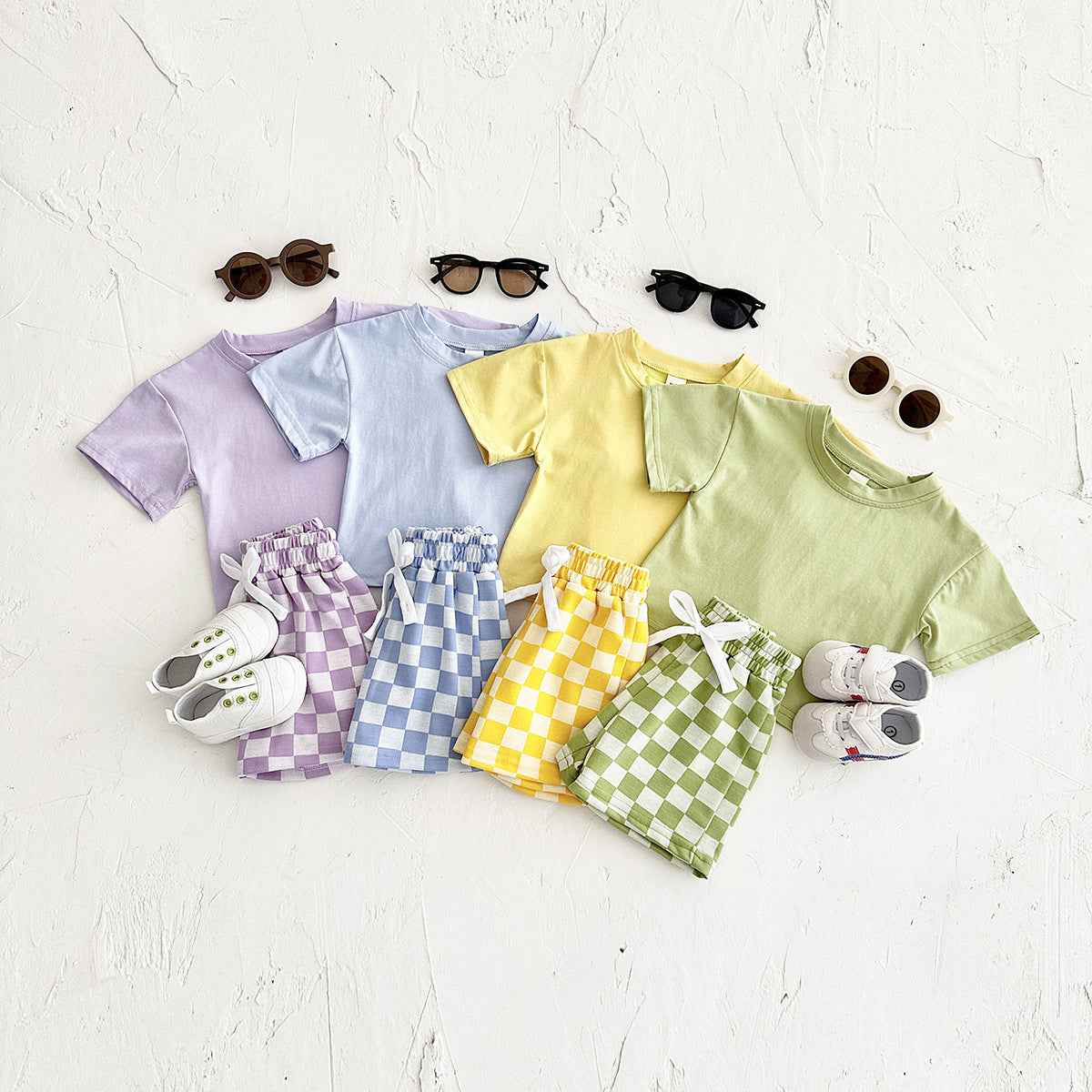 Checkerboard Baby Tee & Shorts Set – Color Pop Two-Piece