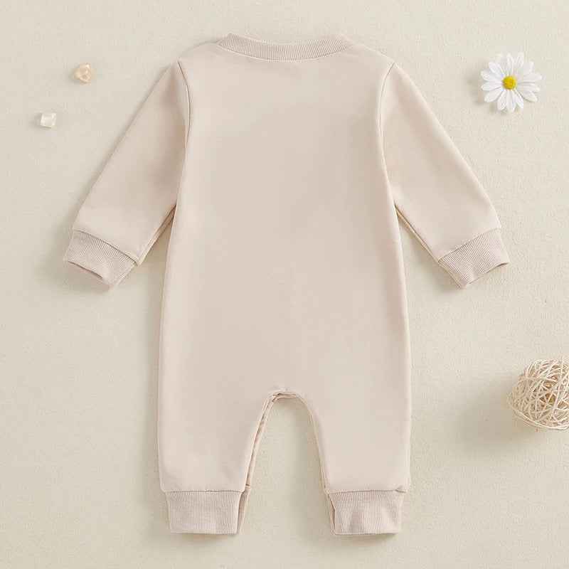 Lil Sis Embroidered Baby Romper – Neutral Cream