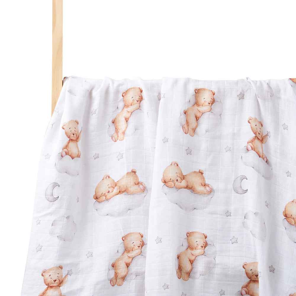 Newborn Bamboo Cotton Gauze Baby Blanket – Soft Muslin Wrap (120×110cm)