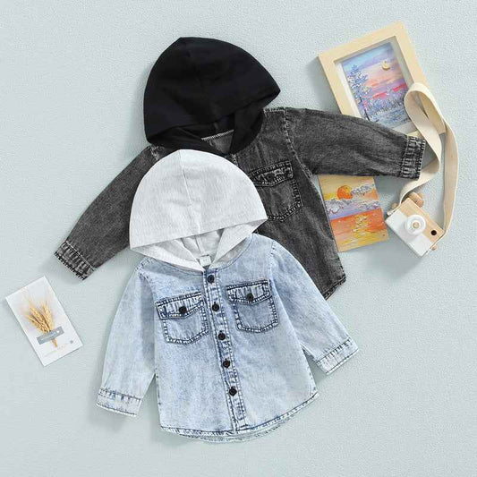 Trendy Kids Denim & Hoodie Jacket – Boys & Girls Casual Layered Look
