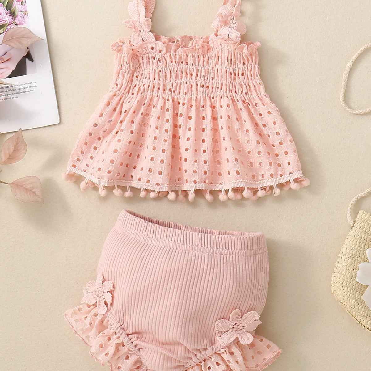 Embroidered Ruffle Baby Girl Two-Piece Set