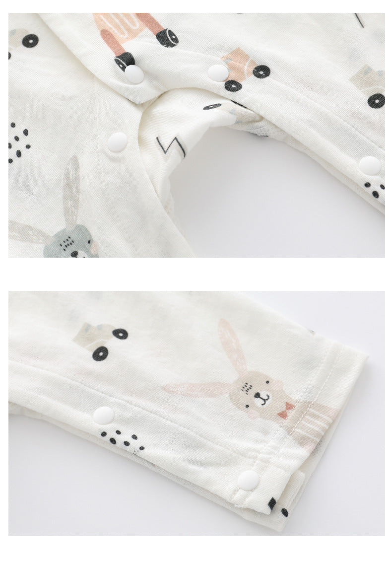 Baby Soft Cotton Romper - Cosy Printed Long Sleeve Jumpsuit for Comfort and Style