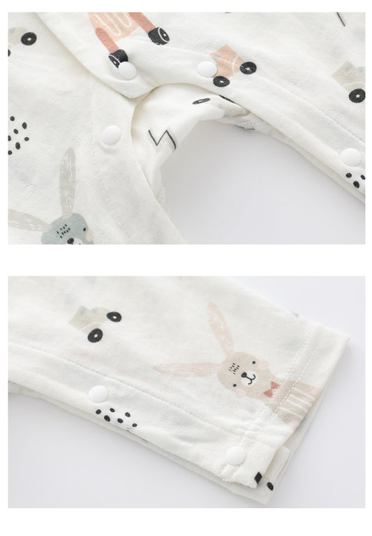 Baby Soft Cotton Romper - Cosy Printed Long Sleeve Jumpsuit for Comfort and Style