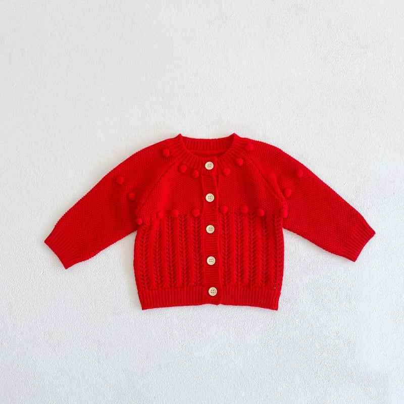 Handmade Cotton Knit Baby Set – Romper, Cardigan & Hat