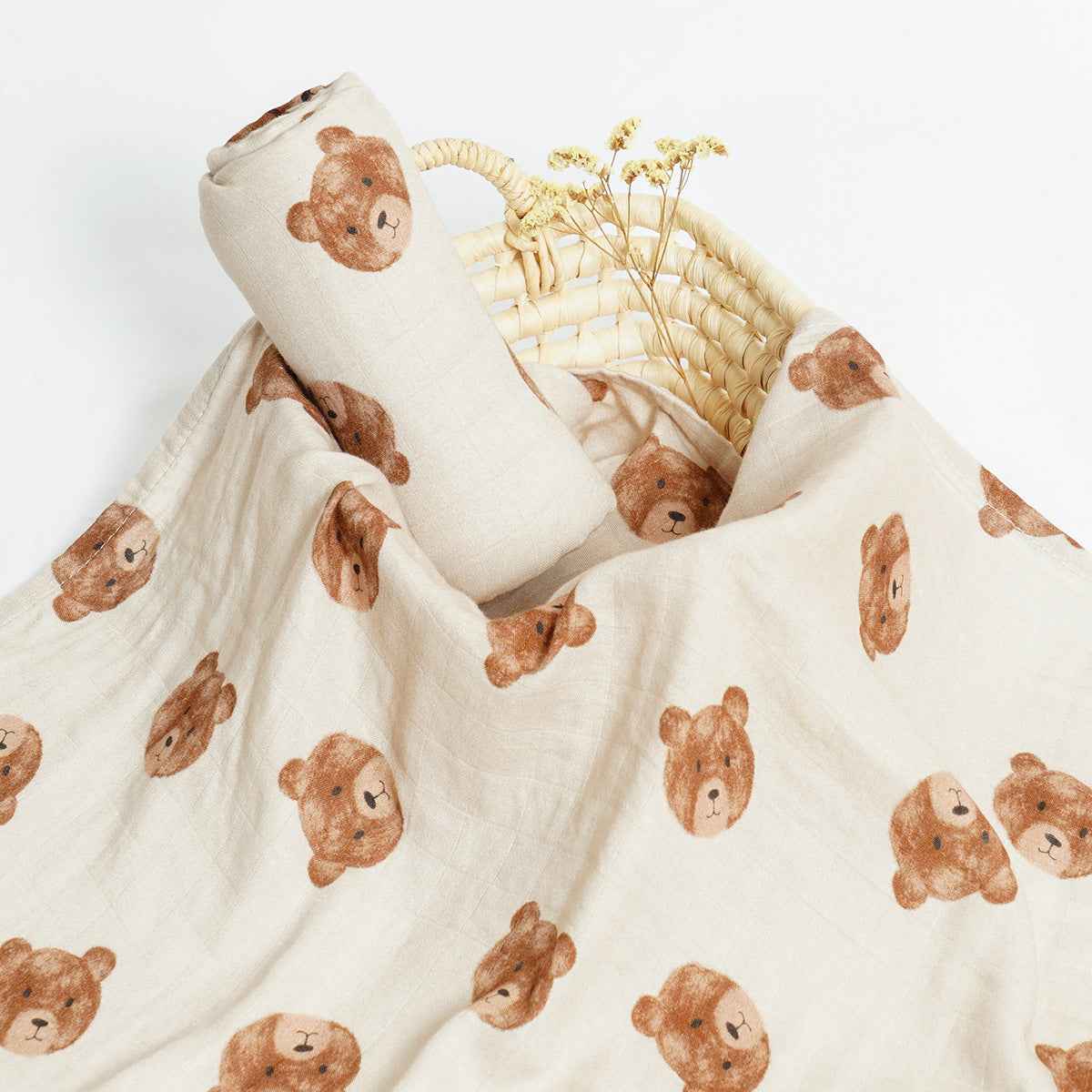 Newborn Bamboo Cotton Gauze Baby Blanket – Soft Muslin Wrap (120×110cm)
