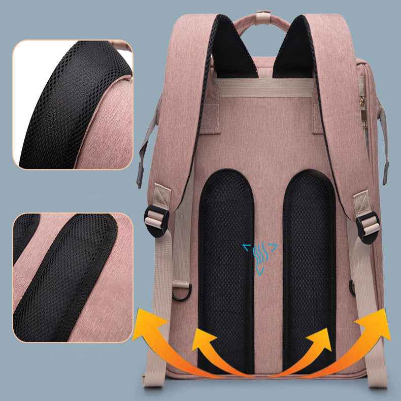 Mummy Baby Crib Backpack – Large Capacity Nappy Bag with USB Port & Cot Feature