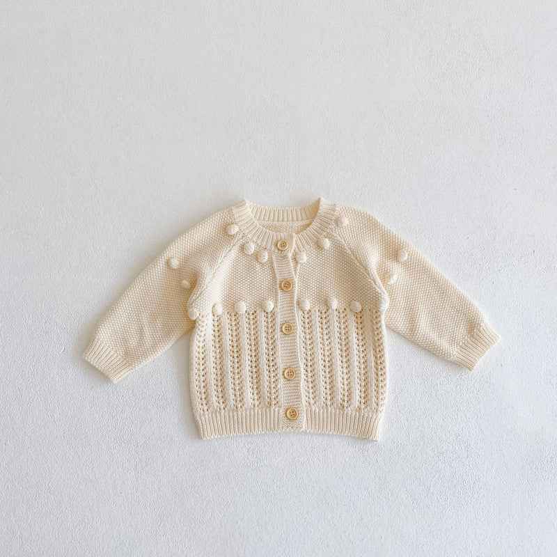 Handmade Cotton Knit Baby Set – Romper, Cardigan & Hat